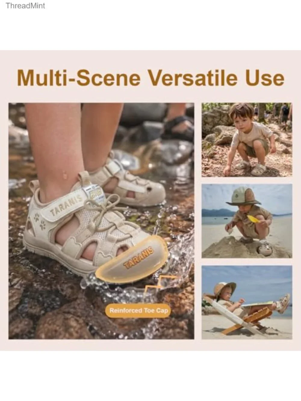 Toddler Closed Toe Sport Sandals Water Shoes Quick-Dry Mesh Non-Slip